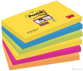 Bloczek samoprzylepny POST-IT Super sticky, 127x76mm, 6x90 kart., CARNIVAL