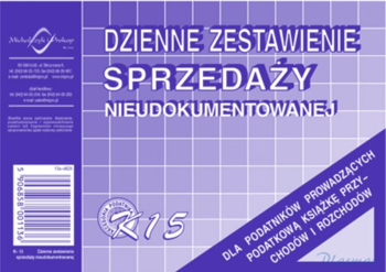 K-15 Dzienne zest.sprzedaży księgowo nieudokumentowanej MICHALCZYK